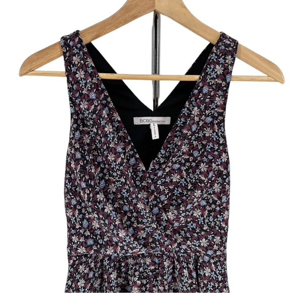 BCBGeneration Floral Sleeveless Tiered Ruffle Lace Inset Dress size 2 - Picture 5 of 13